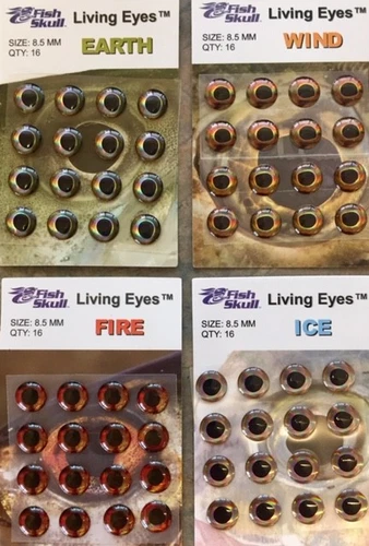 FISH SKULL LIVING EYES. ALL COLORS / SIZES. FLY TYING, CRAFTS. PIKE, BASS, SALT.