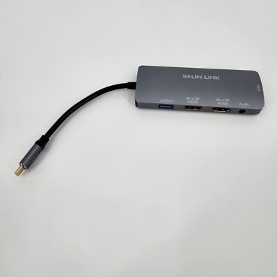 BELIN LINK USB-C HDMI*2 VGA USB3.0 Adapter,Supports MST Dual Monitor Docking Sta