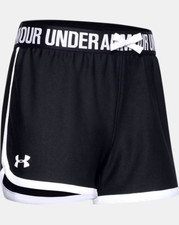 Under Armour Girls' Play Up Black/White Workout Gym Shorts Youth SMALL NWT