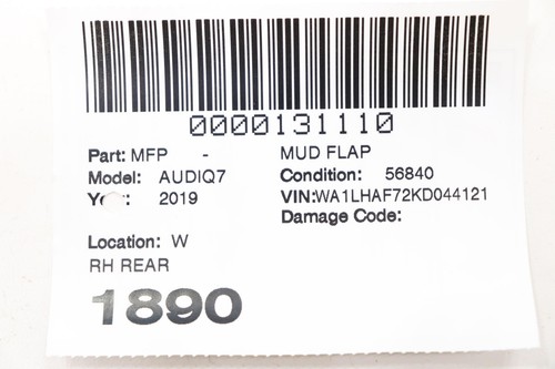 2018 - 2025 AUDI Q7 REAR RIGHT SIDE QUARTER SPLASH SHIELD PANEL OEM 4M0854816F - Picture 12 of 12