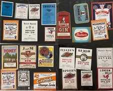 SPIRTS GIN SODA WINE BEER 1930'S-1940'S ERA UNUSED VINTAGE BOTTLE LABELS ONLY