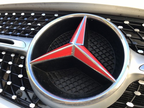 Mercedes Benz A,C,B,GLA,GLK,CLA CLASS Gloss Red Front Grille Star Badge Decals - Picture 2 of 7