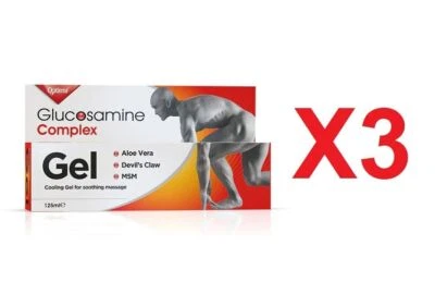 OPTIMA HEALTH Optima Glucosamine Joint Complex Gel Muscle Aloe Vera Devils Claw & MSM 125ml X3