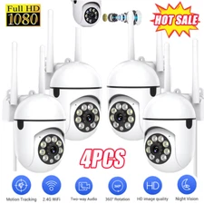4PCS Security Camera System 2.4G WIFI Outdoor Home Night Vision Wired Cam 1080P