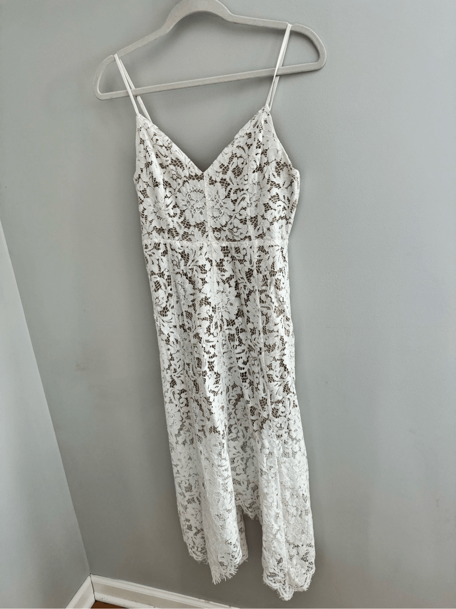 Lulus One Wish Lace Midi Dress Ivory White, Women's M | eBay