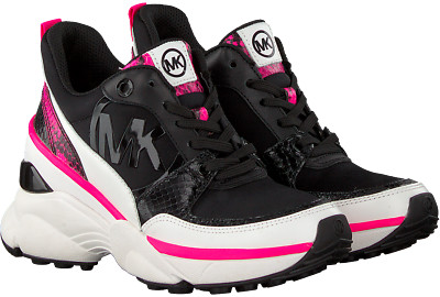 Michael KORS MICKEY Iconic Black NEON Pink MK Logo Sneakers US I LOVE  SHOES