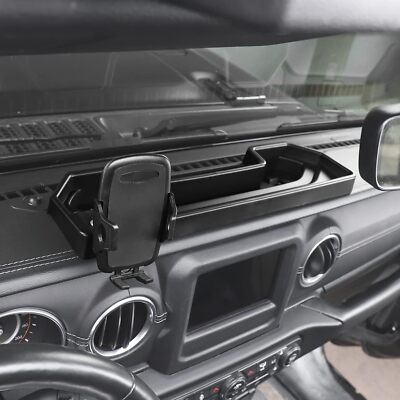 Dashboard Phone Holder Mount Bracket with storage for 21-24 Jeep Wrangler JL 4xe
