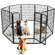 Foldable 8 Panels 40'' Large Dog Playpen Dog Fence Puppy Exercise Pen with Doors