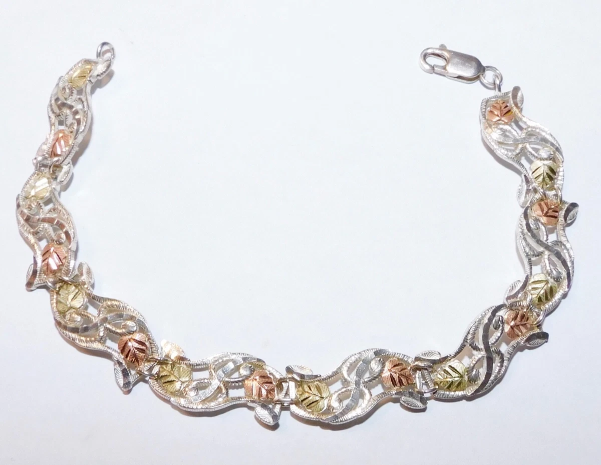 Black Hills Gold Sterling 12K Wave Bracelet 8 Inches eBay