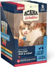 10 5 packs of Acana Lickables Healthy Skin Coat Chicken/Tuna Cat Treats