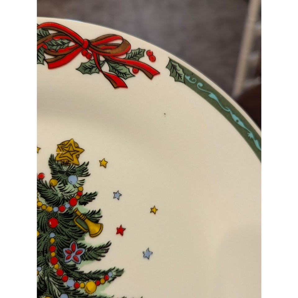 Set of 2 Christmas in the Park Porcelain Ware 10.5" dinner plates