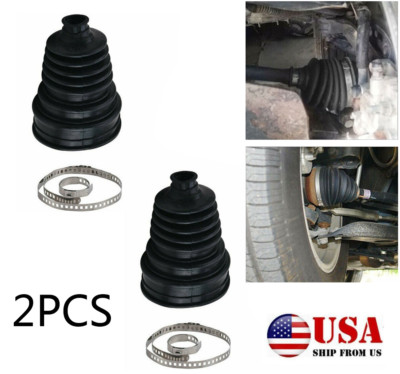 2 Pcs Drive Shaft CV Joint Boot Constant Velocity Dust Cover Kit Universal Black