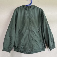Gap Kids Windbreaker Jacket Small Thyme Green Hooded Full Zip Water-Resistant