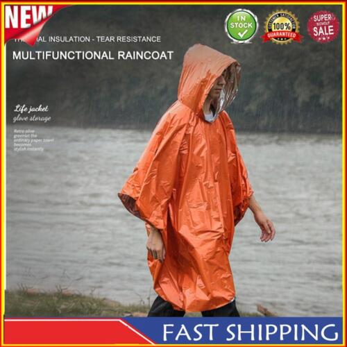 First Aid Poncho Reflective Thermal Raincoat PE Aluminum Film for Camping Hiking - Afbeelding 1 van 8