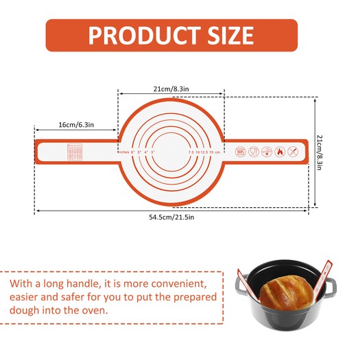 2Pcs Silicone Baking Mat for Dutch Oven Nonstick Bread Mat with Long
