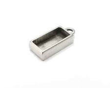 5 Pcs Rectangle Pendant Blank Resin Bezel Silver Epoxy Frame 14x6mm G33394