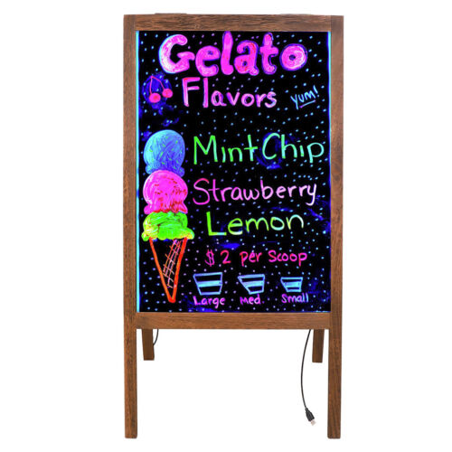 Indoor Outdoor Wood A-Frame Chalkboard LED Sign Messsage Board Sidewalk Wedding - Picture 6 of 12