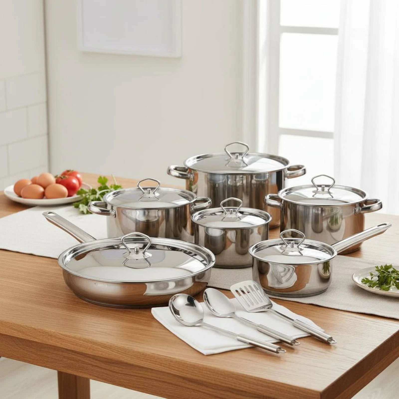 15 Pieces 15 Piece Stainless Steel Cookware Set Layered Bottom
Opens in a new window or tab