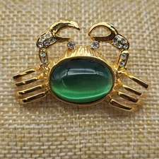 Vintage Cancer Zodiac Crab green jelly belly brooch pin whimsical fun sea life