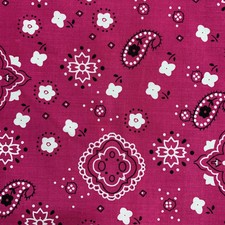 Annabella FUCHSIA Paisley Floral Print Bandana Poly Cotton Fabric by the Yard -
