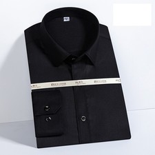 Men's Dress Shirts Long Sleeves Formal No Iron Elastic Bamboo Casual Shirt Tops