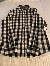 Lee Mens Regular Fit Black Plaid Flannel Button Up Shirt Long Sleeve Medium NWT
