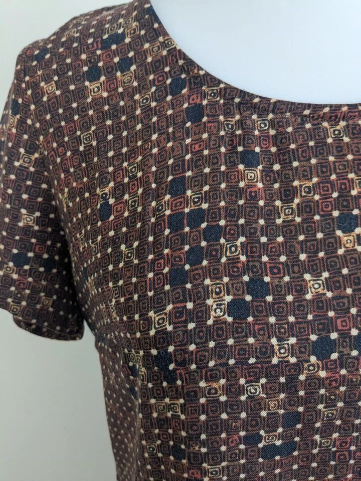 Maxi Vestido Años 90 Y2K Vintage Rayón Bruja Grunge Boho Marrón Geo Aberturas Laterales 6 8 Foto 4 de 4