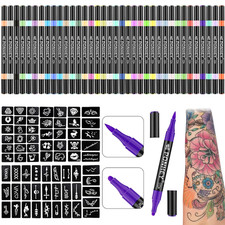 Temporary Tattoo Markers for Skin, 36 Body Markers 67 Large Tattoo