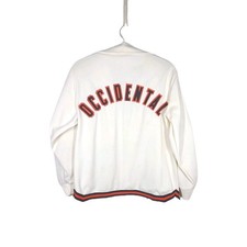 Vintage 70s Track Jacket Occidental College Mens L Applique Logo AsIs Zipper
