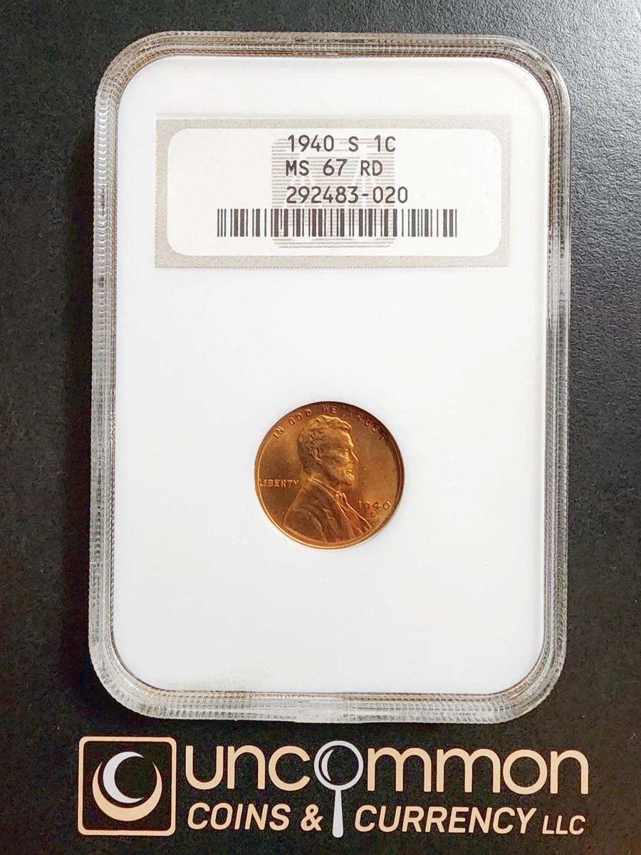 MS 67 Graded 1940 Year Lincoln Wheat US Small Cents (1909-1958