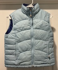 L.L. Bean Reversible Goose Down Puffer Vest Womens Size S Reg Blue Zip Front