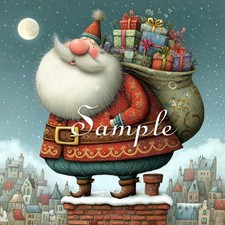 Fat Santa Claus - Fabric Art Quilt Block - Christmas - 100 Cotton -FATS3