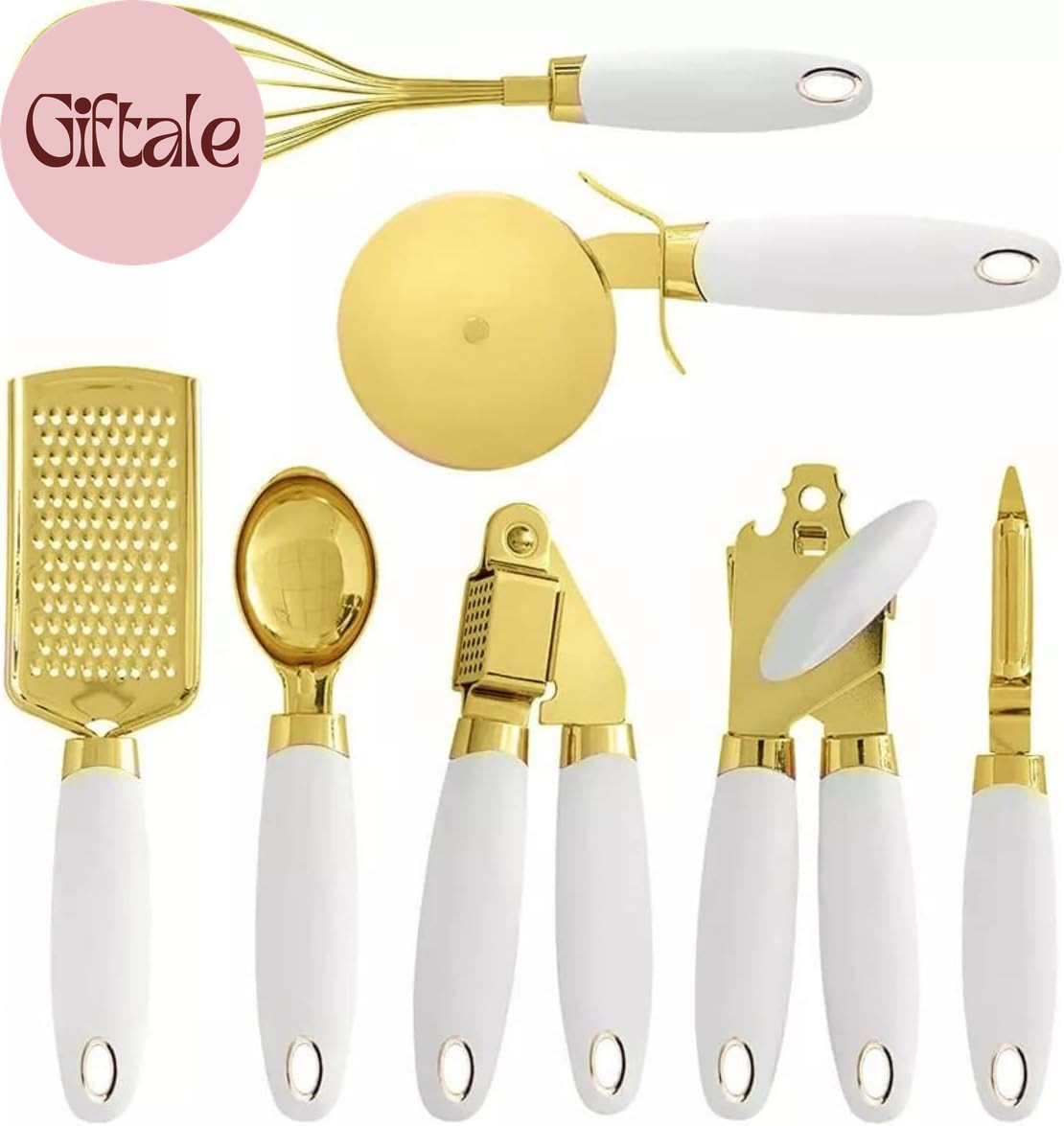 White & Gold Kitchen Tools and Gadgets - Luxe 7PC Cooking To