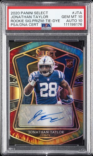 2020 PANINI SELECT ROOKIE SIGNATURES #JTA JONATHAN TAYLOR 23/25 PSA 10 AUTO 10