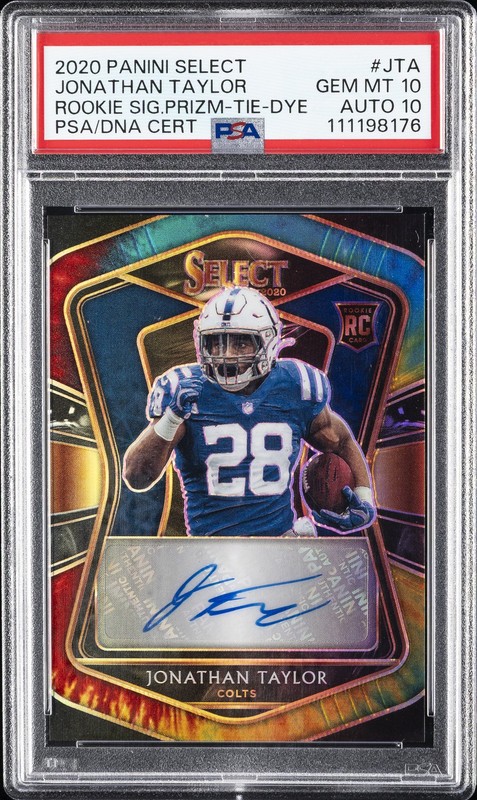 2020 PANINI SELECT ROOKIE SIGNATURES #JTA JONATHAN TAYLOR 23/25 PSA 10 AUTO 10