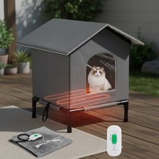 Elevated Heated Cat House for outside 14  12.5  12.5 Inches Winter Removable C