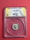 1942 Mercury Dime Certified Choice Brilliant Unc. MS 63 FSB Full Split Bands A++
