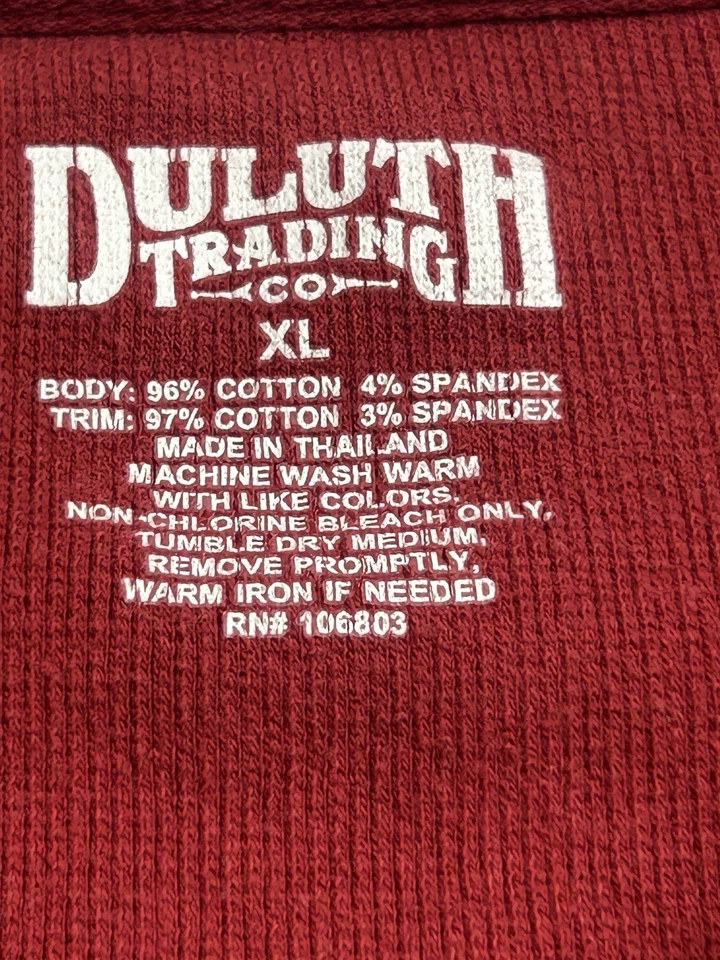 Camisa Duluth Trading Co para mujer XL roja manga larga muesca cuello en V mezcla de algodón Foto 3 de 4