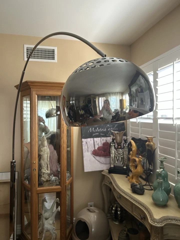 Living Room Lamp Arch Style Chrome Modern w/Foot Switch - Image 2 of 4