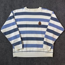 VINTAGE 90s STRUCTURE ACTIVEWEAR USA MADE BLUE WHITE STRIPED PREPPY SWEATER / L