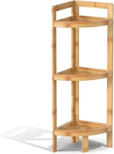 2025 New Bamboo Standing Shelf, 3 Tier Corner Shelf Staand, Free-Standing Shelf 