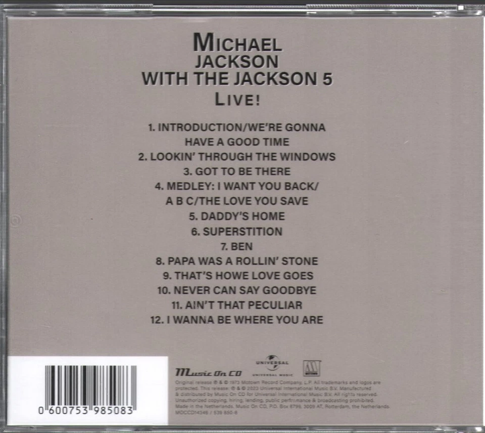 Michael Jackson With the Jackson 5 Live! CD Europe Music On CD 2023 MOCCD14346 Foto 2 de 2