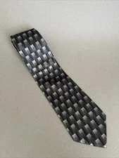 Pierre Cardin Men's Neck Tie Gray Black Geometric 100% Silk Elegant Formal