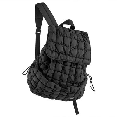 18L Quilted Puffer Backpack for Women,Lightweight Puffy Hiker Pack,Black