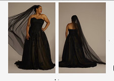 David's Bridal Black Chapel Length Tulle Nylon Wedding Veil V10007