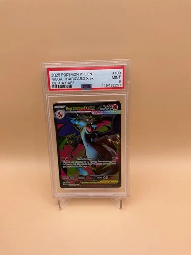 2025 POKEMON PFL EN-PHANTASMAL FLAMES ULTRA RARE #109 MEGA CHARIZARD X EX PSA 9