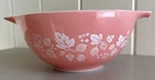 Vintage Pyrex #442 Pink Gooseberry on Milk-Glass 1 1/2 Qt Bowl