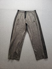 Adidas Men Sweatpants Pants M Gray Stripes Logo Straight Leg Mid Rise Activewear