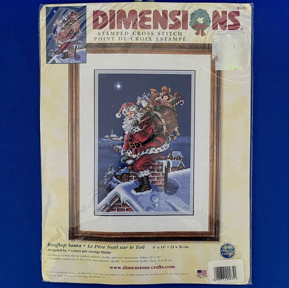 Dimensions Rooftop Santa Rooftop Santa Cross Stitch Stitch Guide For Christmas Bar Cart Canvas