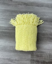 Yellow Open Knit Baby Blanket Wrap 25x60 Handmade Fringe
